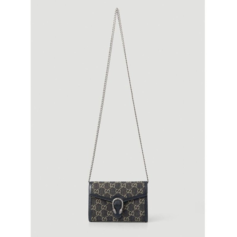 Gucci Dionysus GG Mini Shoulder Bag Cotton Black Denim Handbag Purse Italy NEW